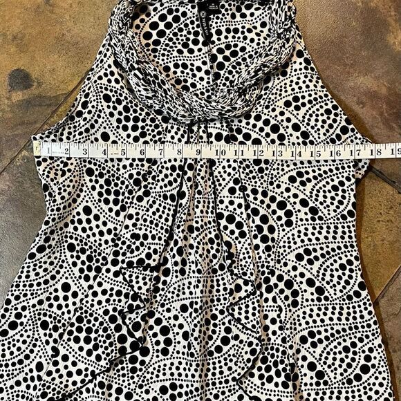 Milano Crape Halter Neck Polka Dot Blouse Tank Top Medium - Picture 4 of 9